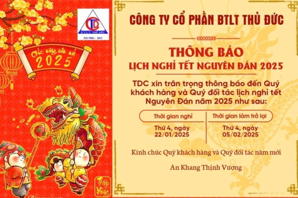 THÔNG BÁO LỊCH NGHỈ TẾT NGUYÊN ĐÁN 2025